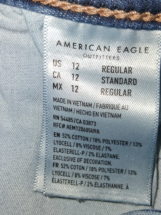 American Eagle Next Level Stretch Hi-Rise Bell Bottom Jeans - Distressed - 12R - Picture 2 of 4